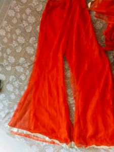 Elegant Orange &amp; Gold Ethnic Gown