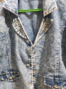 Cotton Spread Collar Demin Jacket