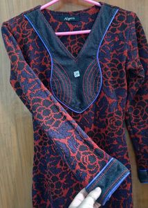 Woolen Red Kurta Set