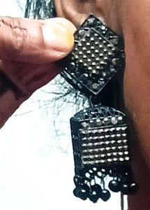 A Beautiful Black Oxidise Earings Looking Good
