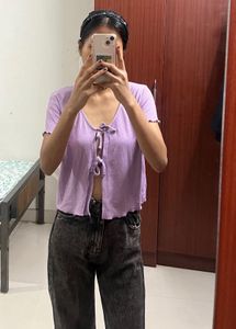 Cute Purple Tie-Front Top Brand(Primark)