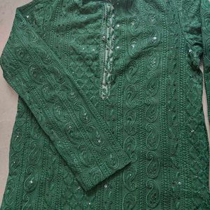 Green Embroidered Kurta