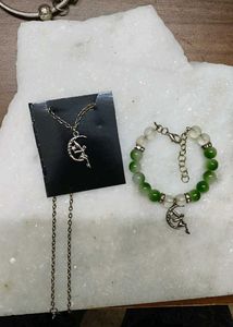 combo: beaded necklace, chain and bracelet
