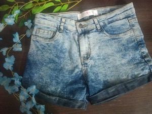 Acid Wash Denim Shorts