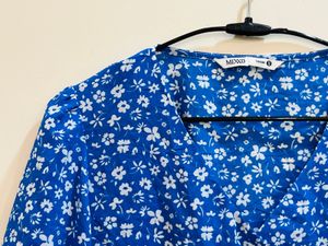 Blue And White Floral Top