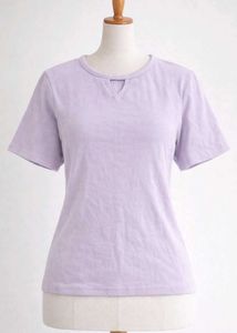 Lilac Ribbed Keyhole T-Shirt