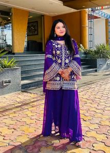 Purple Kurta Plazzo Set