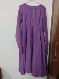 Purple Fit & Flare Dress With Dupatta