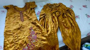 Golden Embroidered Kurta Set