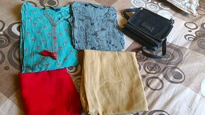 Avaasa Brand Kurti With Plazzo And Sling Bag