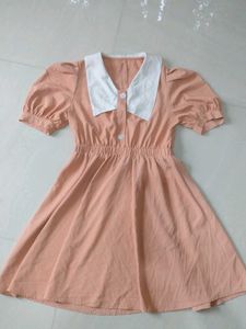 Cute Peach Dress with Peter Pan Collar