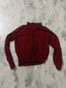 Red &amp; Black Checkered Blouse