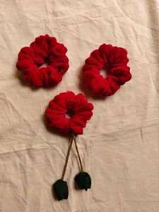 Red Velvet Scrunchies Set (3)