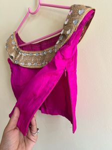 Pink Mirror Work Blouse