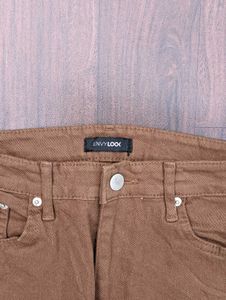 Brown Wide Leg Denim Jeans