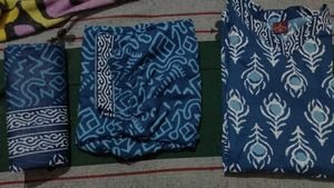 Elegant Blue Printed Kurta Set