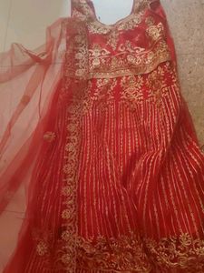 Red &amp; Gold Lehenga kurti Set with dupatta
