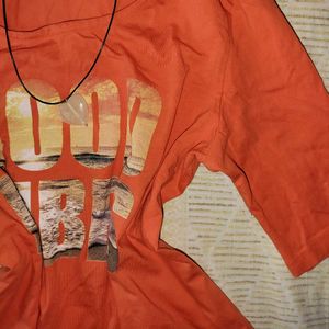 Coral Graphic Print Top