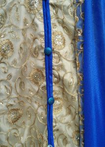 Royal Blue &amp; Golden Embroidered Party Wear Dress