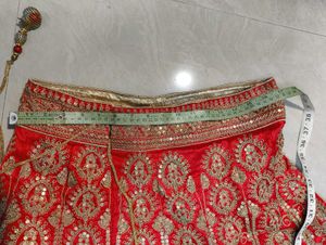 Red &amp; Gold Sequin Customized Bridal Lehenga Set
