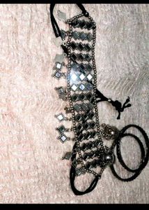 "Black Necklace With Mirrored Accents"