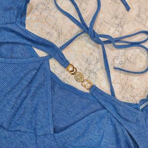 💙 SHEIN Chic Blue Bell Sleeve Crop Top 💙
