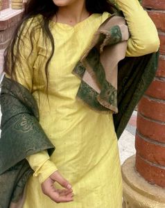 Yellow Kurti with grey salwar