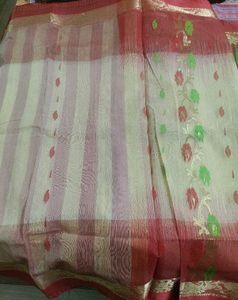 Beautiful Yellow Red Cotton Saree