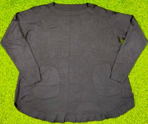 Black Woollen Tunic with Pockets