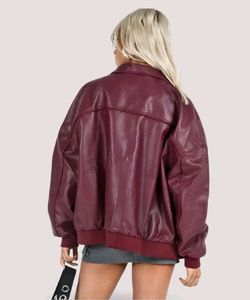 Burgundy Leather Over Size luxury Jacket