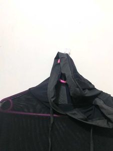 Black Cropped Hoodie Transparent And Stretchy