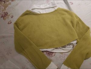 Lemon Layered Crop Knit(Under White Shirt)