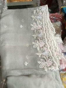 Elegant Embroidered Grey Salwar Kameez