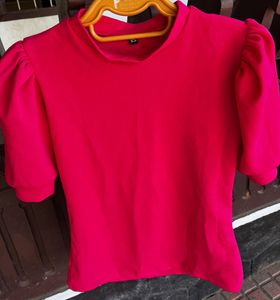 Casual Pink Top With Puff Sleve