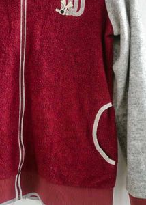 Burgundy &amp; Grey Zip-Up Hoodie