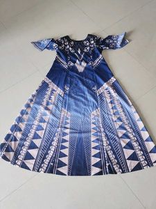 Blue V-Neck A-Line Dress