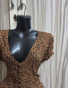 Leopard Print V-Neck Top