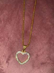 New!! Heart Shape Diamond Studed Chain Necklace
