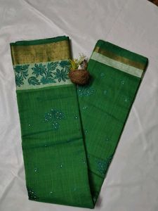 Elegant Green Embroidered Saree