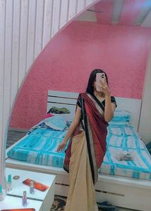 Maroon And Cream Saree