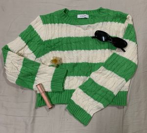 Striped Cable Knit Sweater