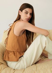 Mango Sleeveless Peplum Blouse Classic Round Neck