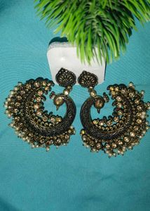 Peacock Heavy Statement Earrings