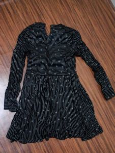 Striped Star Print Long Sleeve Mini Dress