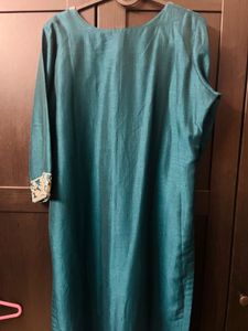 Teal Embroidered Kurta