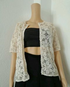 Crochet Flower Mesh Shirt