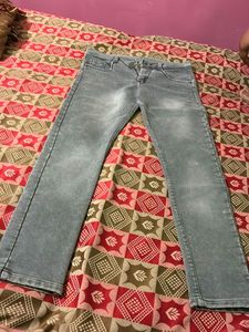 Designer Embroidered Grey Denim Jeans– Lightly Use