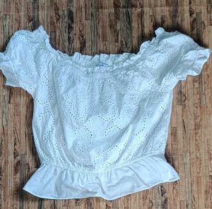 White Eyelet Off-the-Shoulder Top