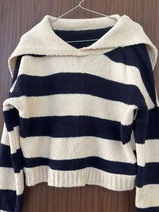 Korean darkblue &amp; beige Knit Sweater