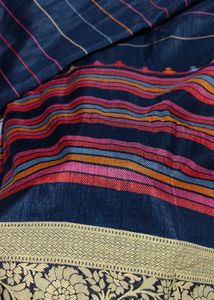 Handwoven Navy Blue Cotton Saree